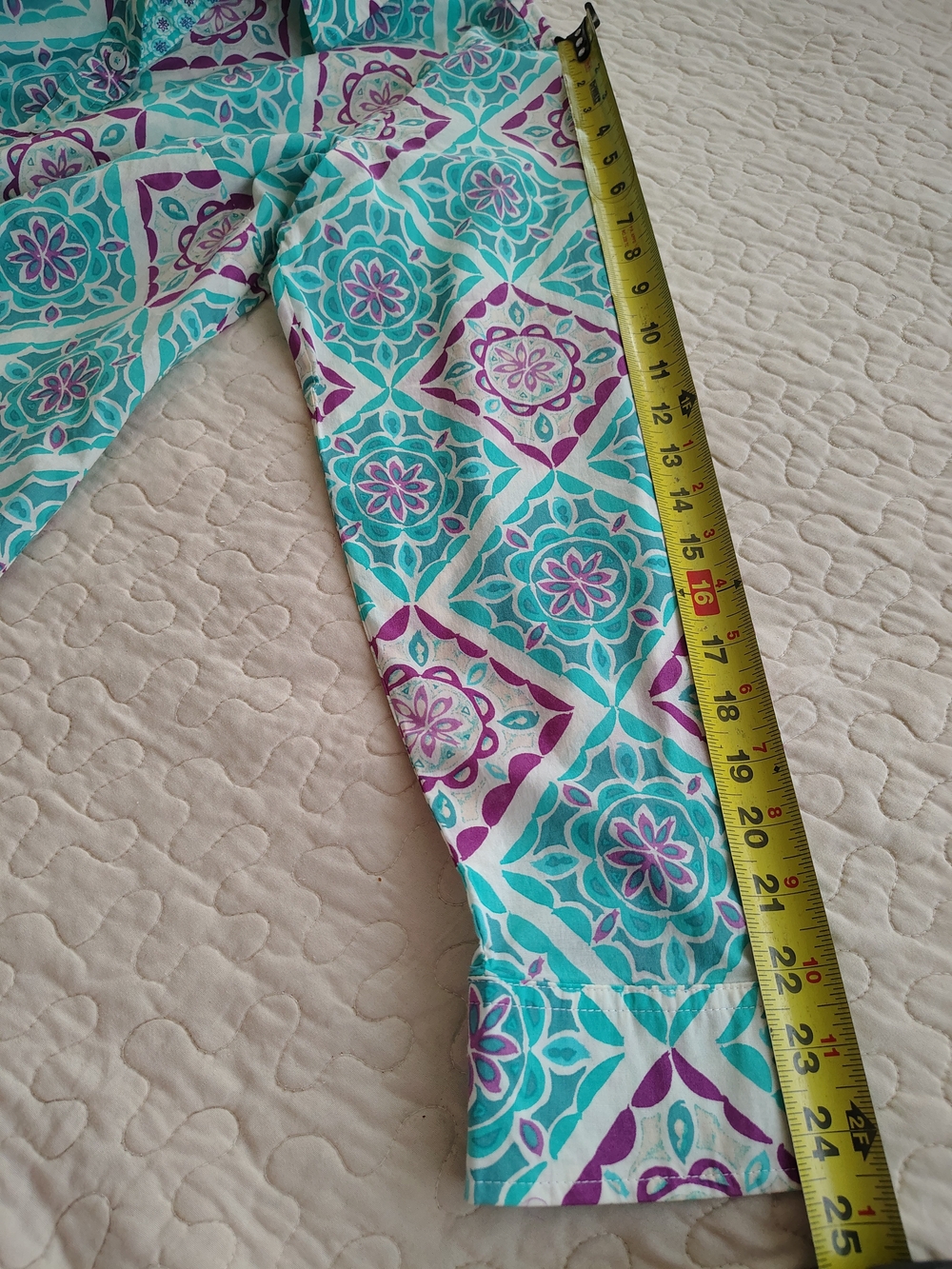 Talbots Turquoise & Purple Patterned Button-Front Blouse - Picture 5 of 8